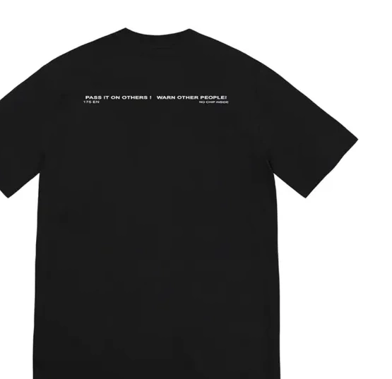 sleeved M L S Warning Tee White Warning Logo and 22FW Banner Short Black T-shirt XL 0630